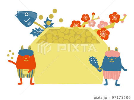 節分　豆と鬼のイラスト 97175506