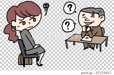 Interviewer and interview scene 97175657