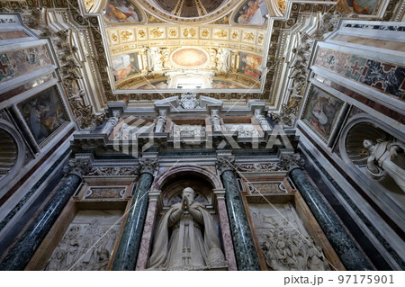 Rich decorations and paintings in churches in Italy. 97175901