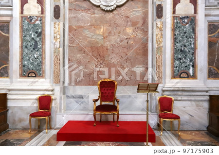 Rich decorations and paintings in churches in Italy. 97175903