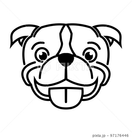 Black and white line art of pitbull dog head. Good use for symbol mascot icon avatar tattoo T Shirt design logo or any design 97176446