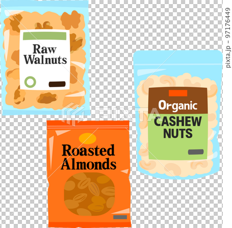 袋入りのクルミ、アーモンド、カシューナッツ 97176449