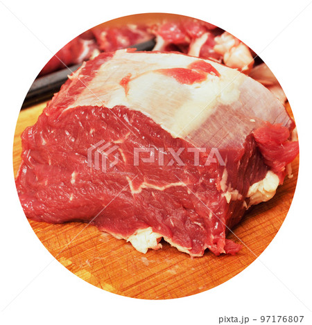 Clean very fresh red raw cow meat beef, on cutting board Clean very fresh red raw cow meat beef, on cutting board 97176807