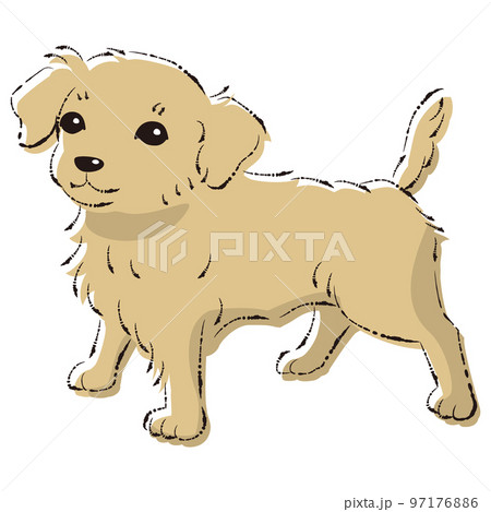 ミックス犬ダップーとミックス犬チワックスの水彩画 絵の具のみ 手描き チワックスのイラスト（チワワとダックスフントのミックス犬）の