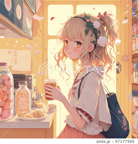 ドリンクを手に持つスタイリッシュな東京ガール「AI生成画像」 97177986