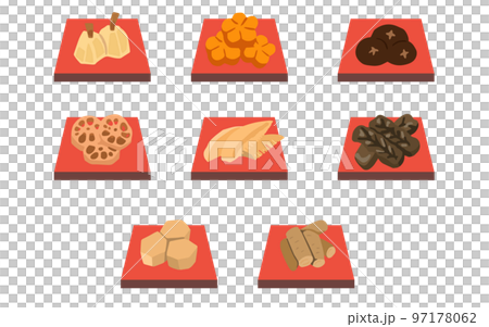 おせち料理 お煮しめイラストセット おせち料理 お煮しめイラストセット 97178062