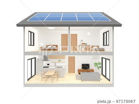二階建て住宅の断面CGパース 97178067