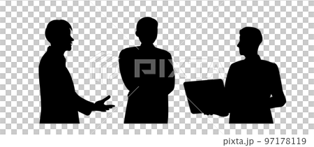 Silhouette illustration of a businessman standing and having a meeting Silhouette illustration of a businessman standing and having a meeting 97178119