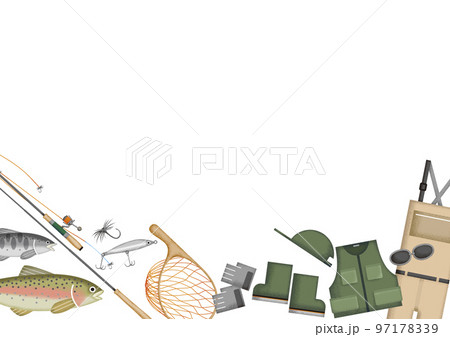 渓流釣り 川釣り 背景 フレーム イラスト 渓流釣り 川釣り 背景 フレーム イラスト 97178339
