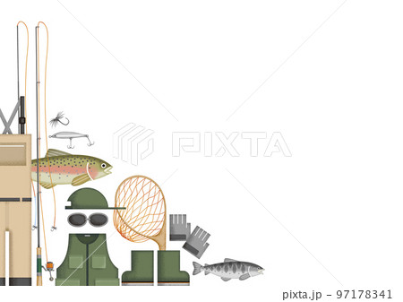渓流釣り 川釣り　背景 フレーム　イラスト 97178341