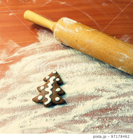 Homemade baking of Christmas cookies in the kitchen. Homemade baking of Christmas cookies in the kitchen. 97178462