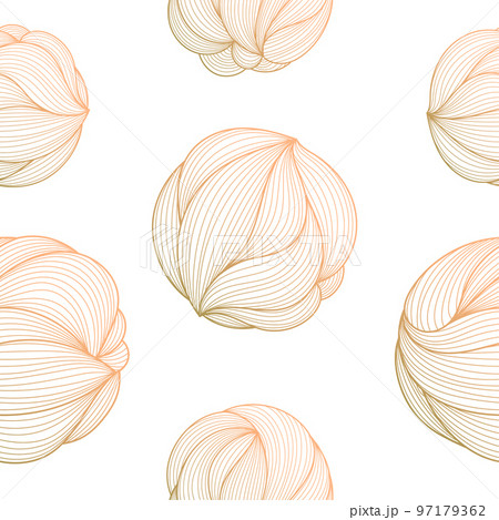 Vector seamless pattern with hand drawn line balls, circles. Yarn and knitting. Organic abstract shapes background. 97179362