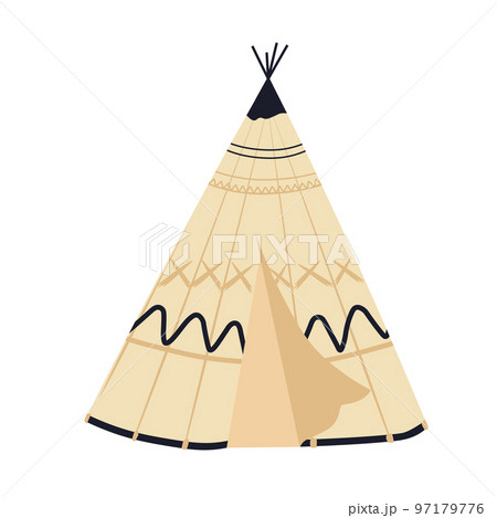 Teepee, tentor wigwam Native American dwelling. Yaranga, chum vector stock illustration. Isolated on white background. Wild West. Teepee, tentor wigwam Native American dwelling. Yaranga, chum vector stock illustration. Isolated on white background. Wild West. 97179776