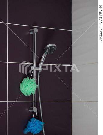 Silver metal shiny faucet shower 97179944