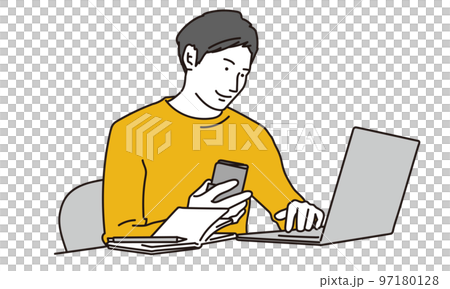 Freelance engineer working on a computer 97180128