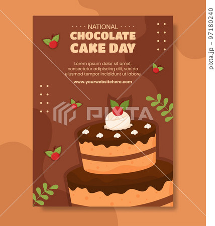 National Chocolate Cake Day Poster Flat Cartoon Hand Drawn Templates Illustration 97180240