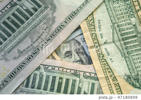 American dollars closeup, paper money, cash, finance concept. 97180899