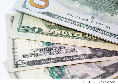 American dollars closeup, paper money, cash, finance concept. 97180902