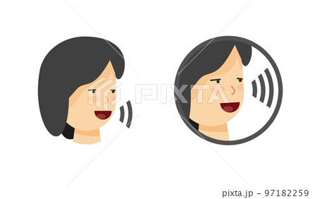 Voice speak recognition icon flat vector graphic or woman sing talk command sound symbol illustration, mouth person speech control ui element, dictate human message idea image 97182259