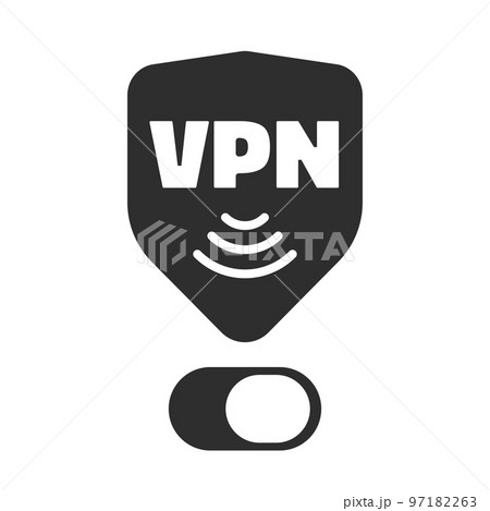 Vpn button icon vector black and white isolated graphic button, virtual private network server symbol pictogram design cut out image 97182263