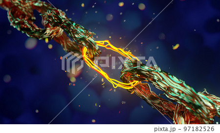 Blockchain digital chain, beautiful abstract copper coil wiring . 3d rendering. Blockchain digital chain, beautiful abstract copper coil wiring . 3d rendering. 97182526