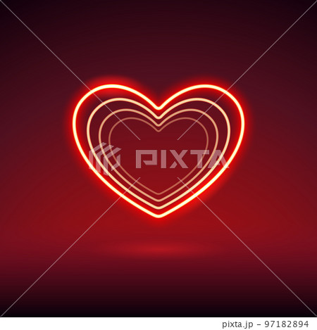 Red Neon Valentines Heart Sign 97182894