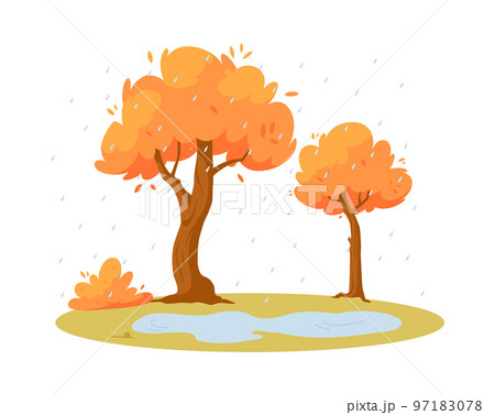 Autumn weather and nature decorative banner flat vector illustration isolated. Autumn weather and nature decorative banner flat vector illustration isolated. 97183078