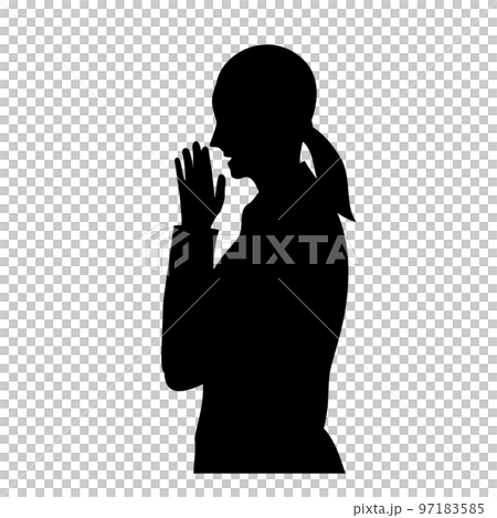 一個女人說話的秘密檢查模式的剪影插圖 97183585