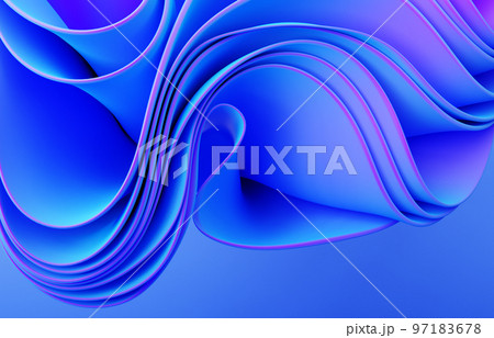 Abstract modern neon, blue, violet colors background with ruffle, folded cloth 97183678
