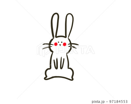 お座りするしろうさぎのイラスト お座りするしろうさぎのイラスト 97184553