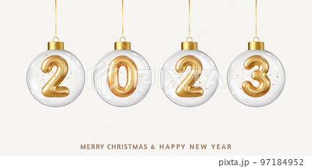 3d Christmas and New Year 2023 greeting card 97184952