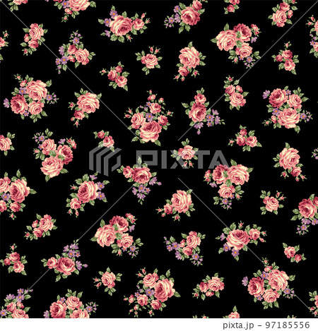 シームレスに連続する薔薇の花柄, 97185556