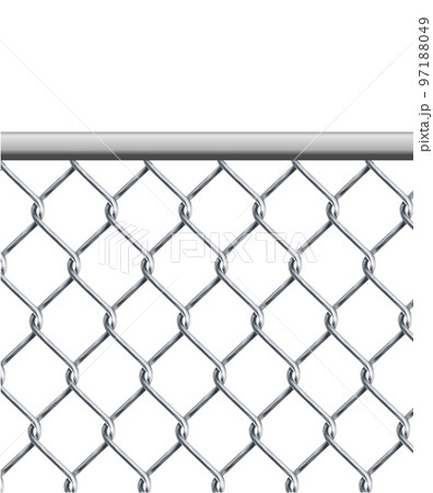 chain link fence wire mesh steel metal isolated on transparent background. Art design gate made. Prison barrier, secured property. 97188049
