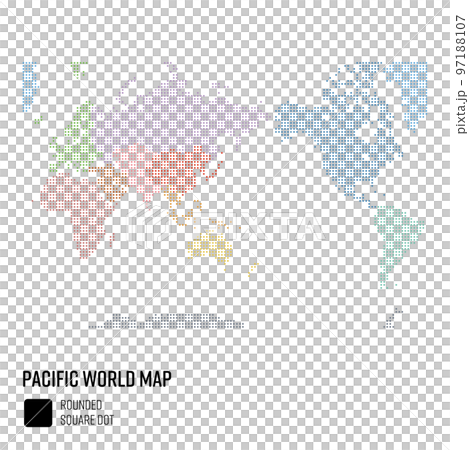 World Map Dots Rough Dots World Centered on Pacific Ocean Grouped by Region 97188107