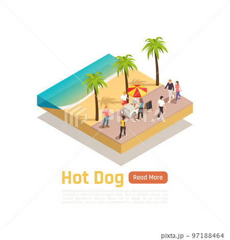 Isometric Colored Street Carts Trucks Composition Isometric Colored Street Carts Trucks Composition 97188464