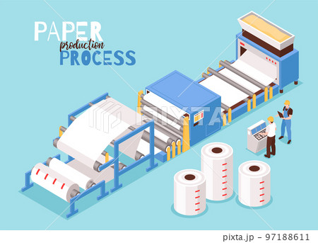 Paper Production Isometric Composition 97188611