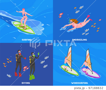 Water Sports Isometric Concept Set Water Sports Isometric Concept Set 97188632