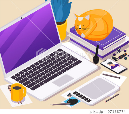 Mobile Photo Isometric Background 97188774