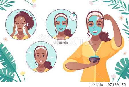 Skincare Mask Application Cartoon 97189176