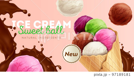 Ice Cream Realistic Composition Ice Cream Realistic Composition 97189181