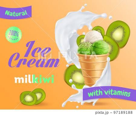 Ice Cream Realistic Composition 97189188