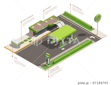 Gas Station Isometric Infographics 97189705