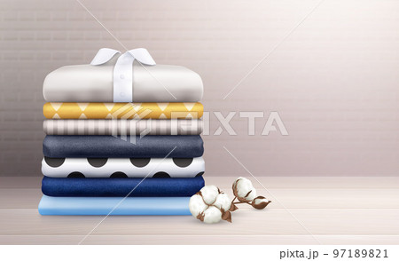 Clothes Stack Realistic Composition 97189821