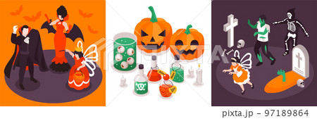 Isometric Halloween Design Concept Isometric Halloween Design Concept 97189864