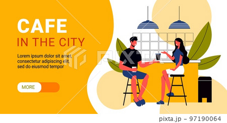 Cafe In City Horizontal Banner 97190064