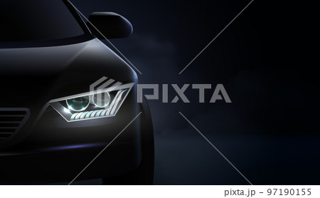 Realistic Car Headlights Ad Composition Realistic Car Headlights Ad Composition 97190155