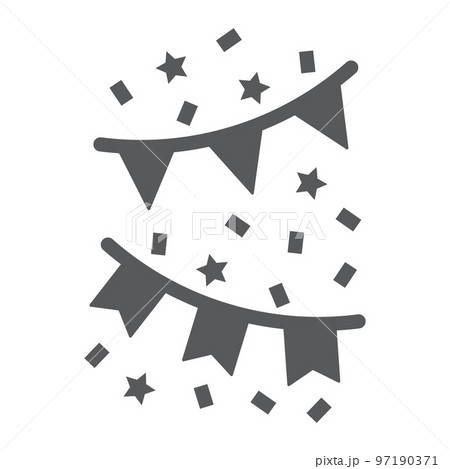Holiday flags garland glyph icon, party and decoration, paper garland sign, vector graphics, a solid pattern on a white background, eps 10. 97190371