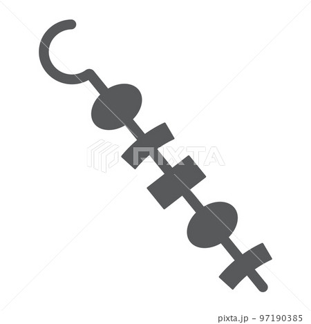 Shish kebab glyph icon, skewer and food, barbecue sign, vector graphics, a solid pattern on a white background, eps 10. Shish kebab glyph icon, skewer and food, barbecue sign, vector graphics, a solid pattern on a white background, eps 10. 97190385