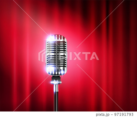 Microphone Stand Up Show Realistic Composition 97191793