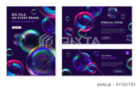 Soap Bubbles Marketing Banners Set 97191795
